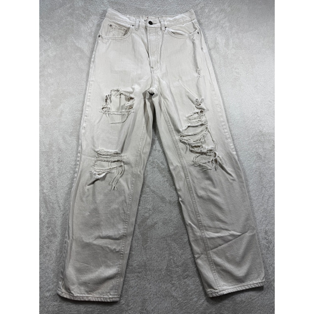 BDG Womens High-Rise Baggy Distressed Beige Denim Jeans 28 Meas:‎ 28x31